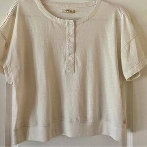 Madewell size XL Cream Short Sleeve Cropped Top